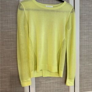 CAbi | Neon Sweater | Extra Small | Split Back | Lime Green | Mesh | Y2K
